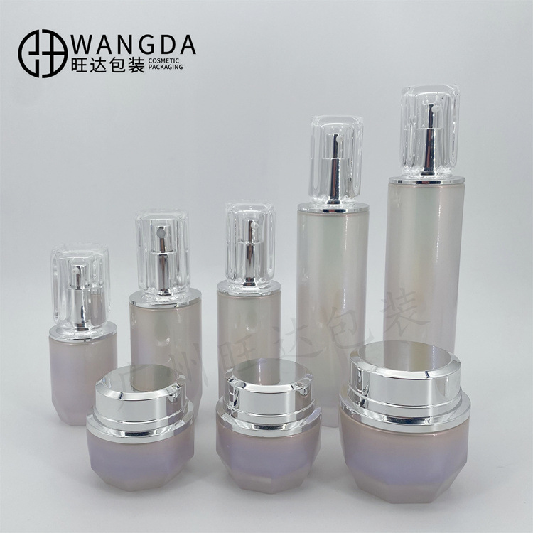 新款水乳水晶盖透明套装玻璃瓶 喷雾瓶膏霜瓶原液化妆品分装瓶