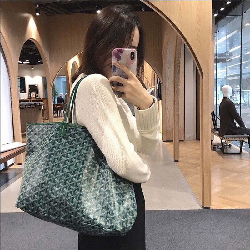 Cuero genuino Goyard bolso de las mujeres perro diente Y palabra impresa Hobo bolso de mano bolsa de compras de gran capacidad bolso de las mujeres