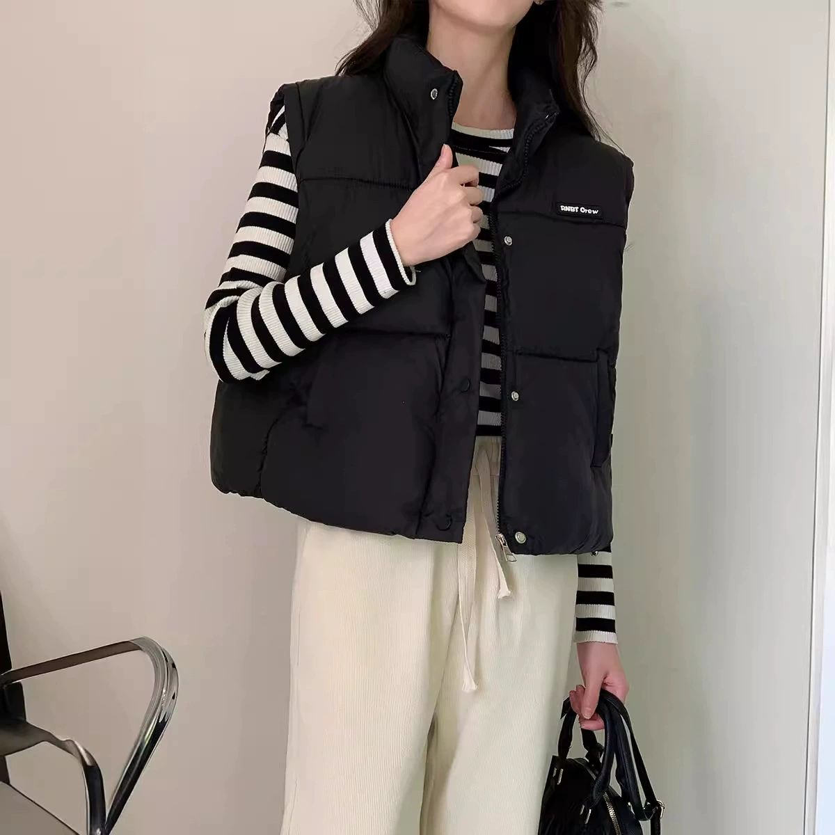 Межсезонье 2024 новый жилет женский короткий воротник