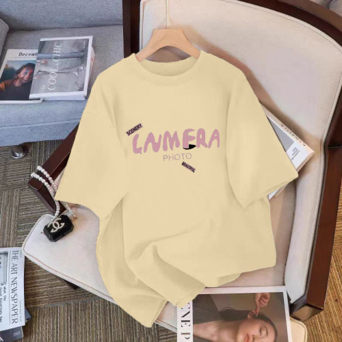 High-quality pure cotton women's short-sleeved T-shirt 2025 summer medium-long length loose slimming plus-size top