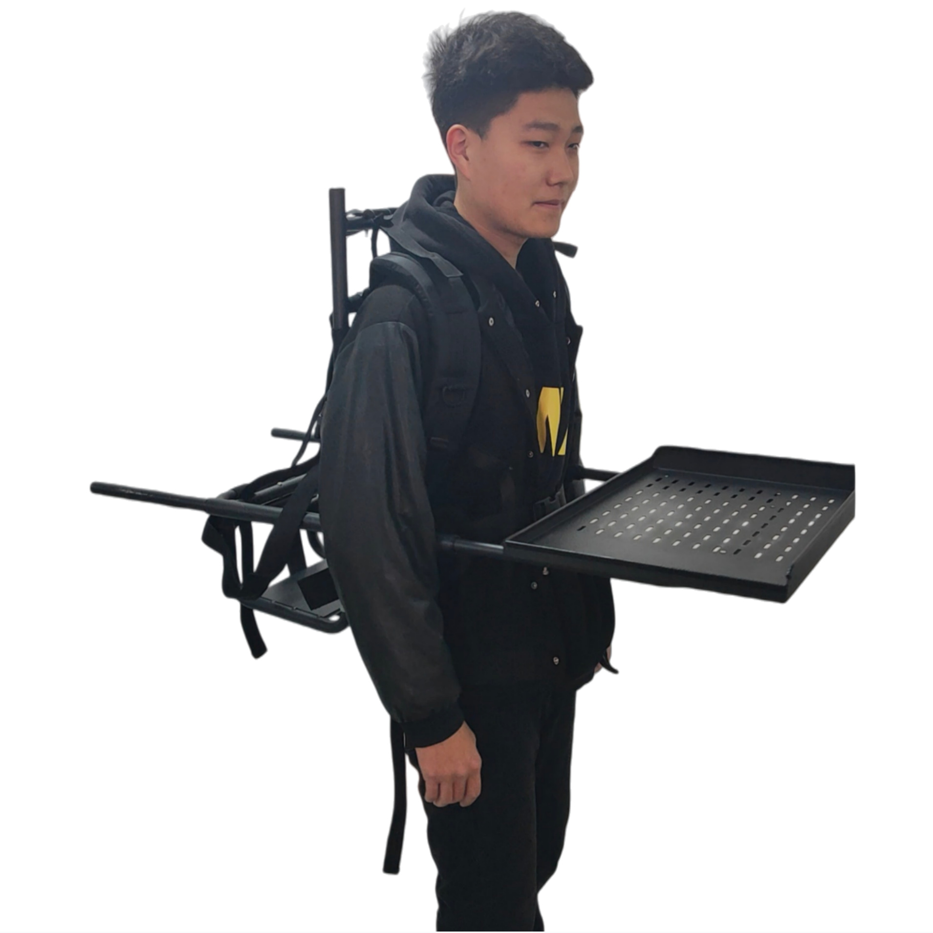 户外超轻走路直播前后工作台铝背架边走边直播放音乐电脑电源音响