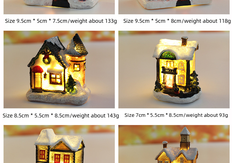 Cross-border New Christmas Decorations Resin Small House Micro Landscape Resin House Christmas Creative Luminous Small House_voghion.com