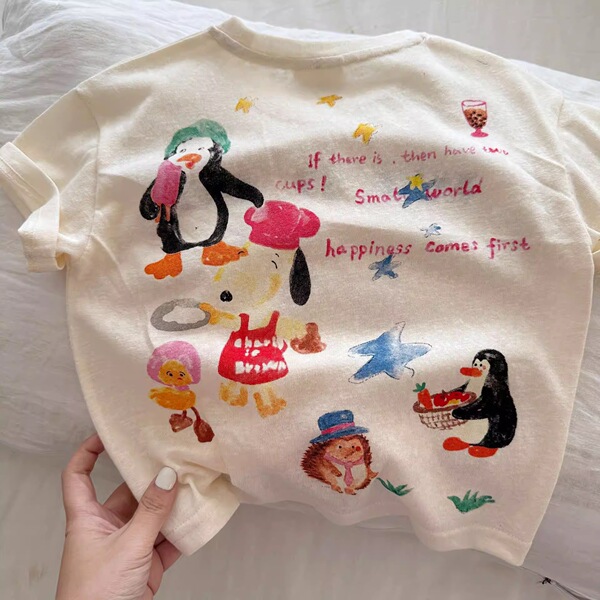 Children's cartoon summer breathable thin T-shirt