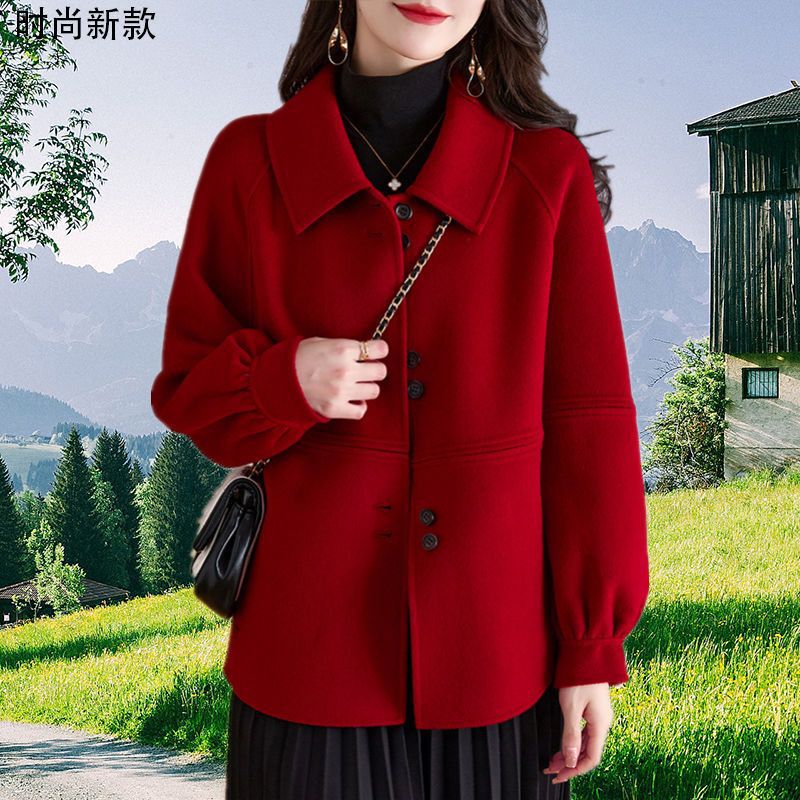 2025 Women's Autumn and Winter New Fashion Korean Style Classy Short Style Single-Sided Wool Woolen Jacket Petite Top