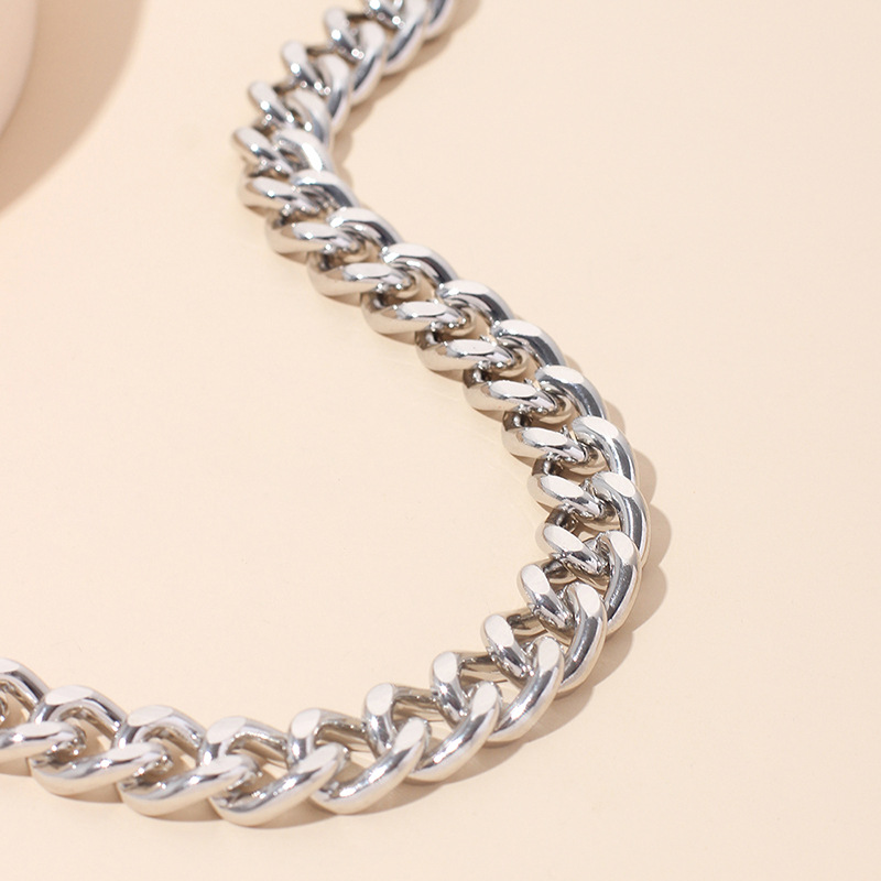 Hip Hop Geometric Thick Chain Necklace Bracelet Combination Set display picture 7