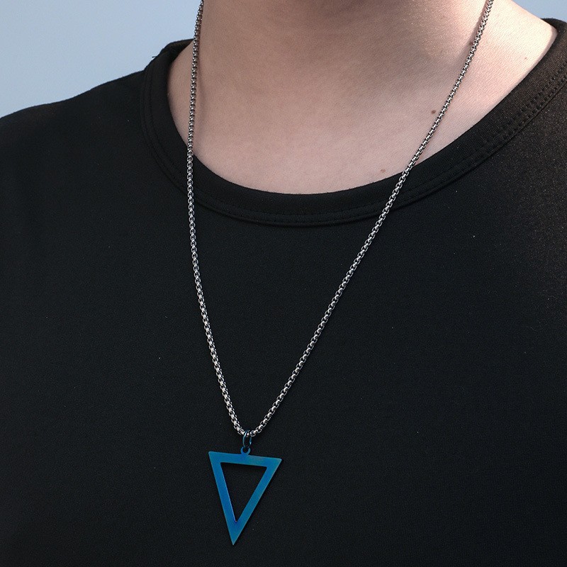 Street Occasion Titanium Steel Material Hip-hop Triangle Titanium Steel Plating Men's Pendant Necklace