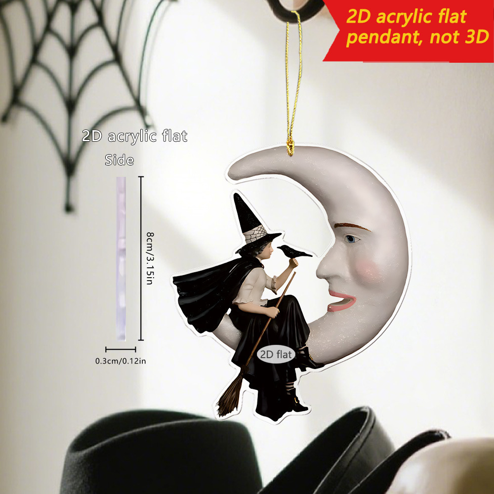 Transfronterizos Halloween Luna en brujas diálogo y dibujos animados pequeños fantasmas plano acrílico fiestas decoración colgante