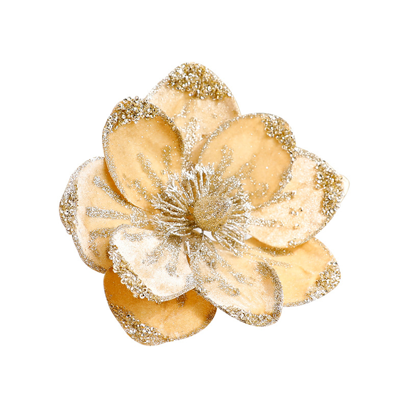 Glitter Floral Christmas Decorations – Shimmering Tulle & Velvet Artificial Flowers For Table Centerpieces & Holiday Styling_voghion.com