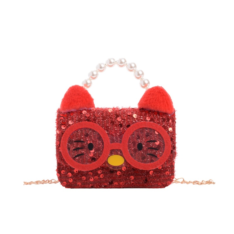 Caricatura adorable animal pequeño, bolso de hombro para niños y niñas, bolso de perla de arco dulce, nuevo mini bolso para niños