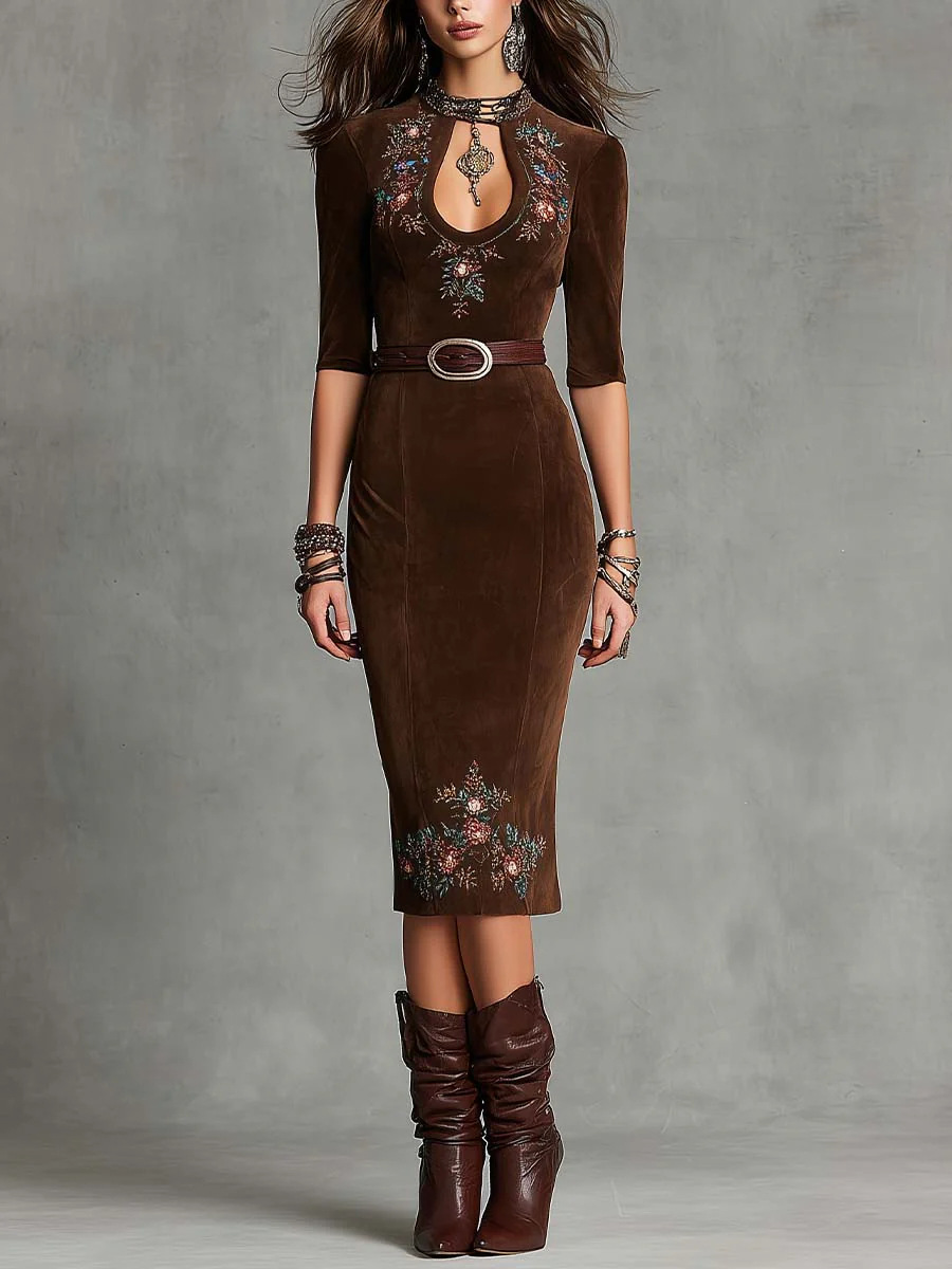 2026 European And American Cross-border Independent Site Western Bohemian Three-quarter Sleeve Printed_ecoleips.com