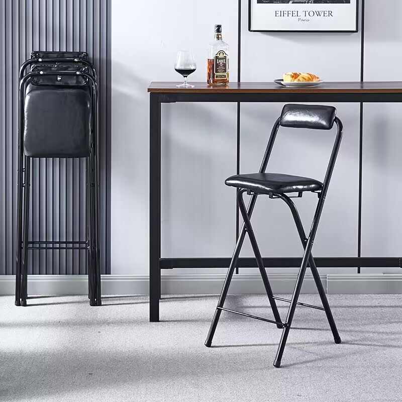 Bar Stool, High Stool, Folding Chair, Bar Chair, Front Desk Chair, Leisure Chair with Backrest, Cashier Counter Chair