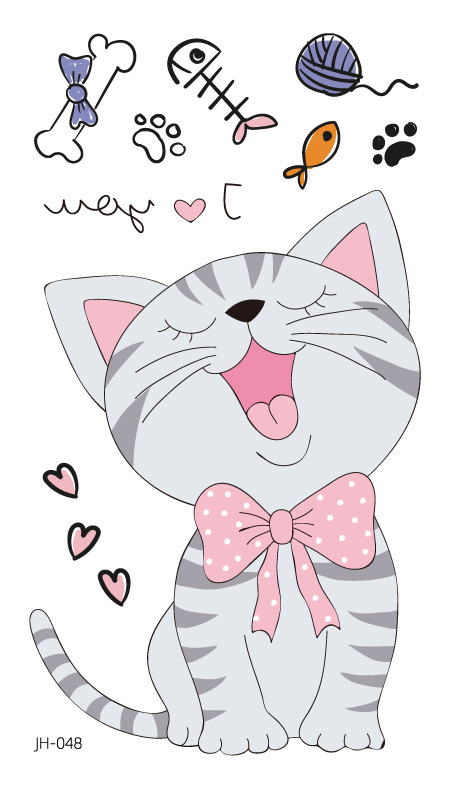 Protección del medio ambiente a prueba de agua sudor desechable lindo gato divertido tatuaje pegatinas cicatriz personalizada cubriendo fresco hombres y mujeres tatuaje