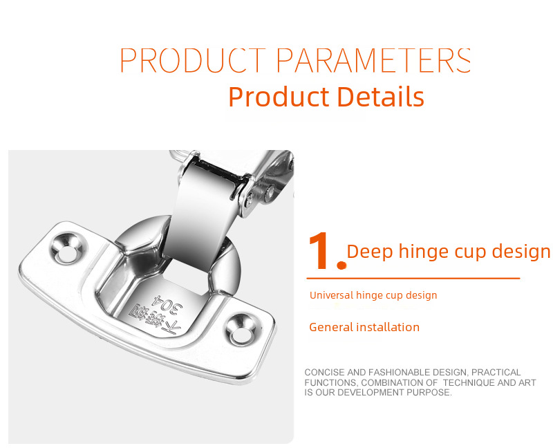 304 stainless steel hinge cabinet wardrobe door buffer hydraulic damping spring hinge furniture hardware accessories wholesale