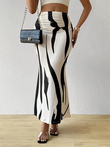 2025 Hot-selling Half-Length Tight High-Waist Fishtail Pencil Long Skirt with Zebra-Print Pattern for Cross-Border European and American Markets—Slimming and Height-Enhancing Design