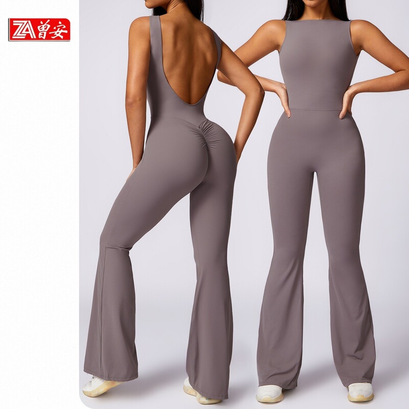 Zeng An Cross-Border Peach Butt-Lifting Sports Yoga Jumpsuit for Women, Casual Slightly Flared Fitness Beauty-Back Yoga Outfit