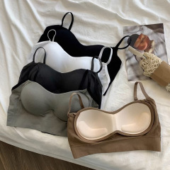 Pure Lust Style フレンチオールインワン美背中チューブトップ露出防止胸パッド下着ボトムガール胸巻きベストノンワイヤー