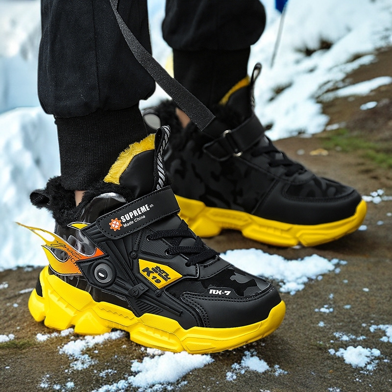 Zapatos infantiles de invierno de algodón 11 años de deportes de algodón grueso para estudiantes calentados zapatos para niños