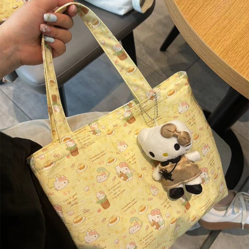 New Hello Kitty Handbag, Kitty Canvas Bag, Tote Bag, Large Capacity Lunch Bag, Niche Versatile Shoulder Bag New Hello Kitty Handbag, Kitty Canvas Bag, Tote Bag, Large Capacity Lunch Bag, Niche Versatile Shoulder Bag