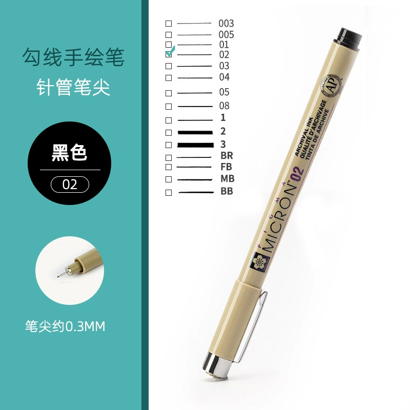 Пишущий маркер Liner Pen (Sakura) стилевые ручки Micron, набор перьевых грифелей 003–08 и 0.1–1 мм, для манги и иллюстраций