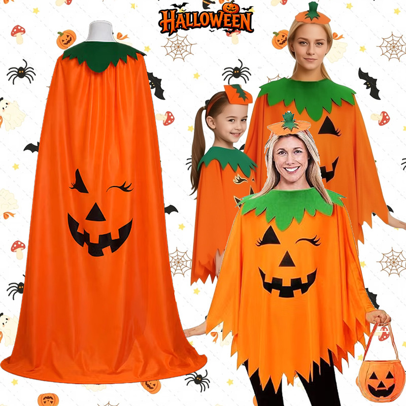 Halloween Costumes Cosplay Outfits Adult Pumpkin Cloak Holiday Party Children's Performance Pumpkin Cape Set Halloween Costumes Cosplay Outfits Adult Pumpkin Cloak Holiday Party Children's Performance Pumpkin Cape Set