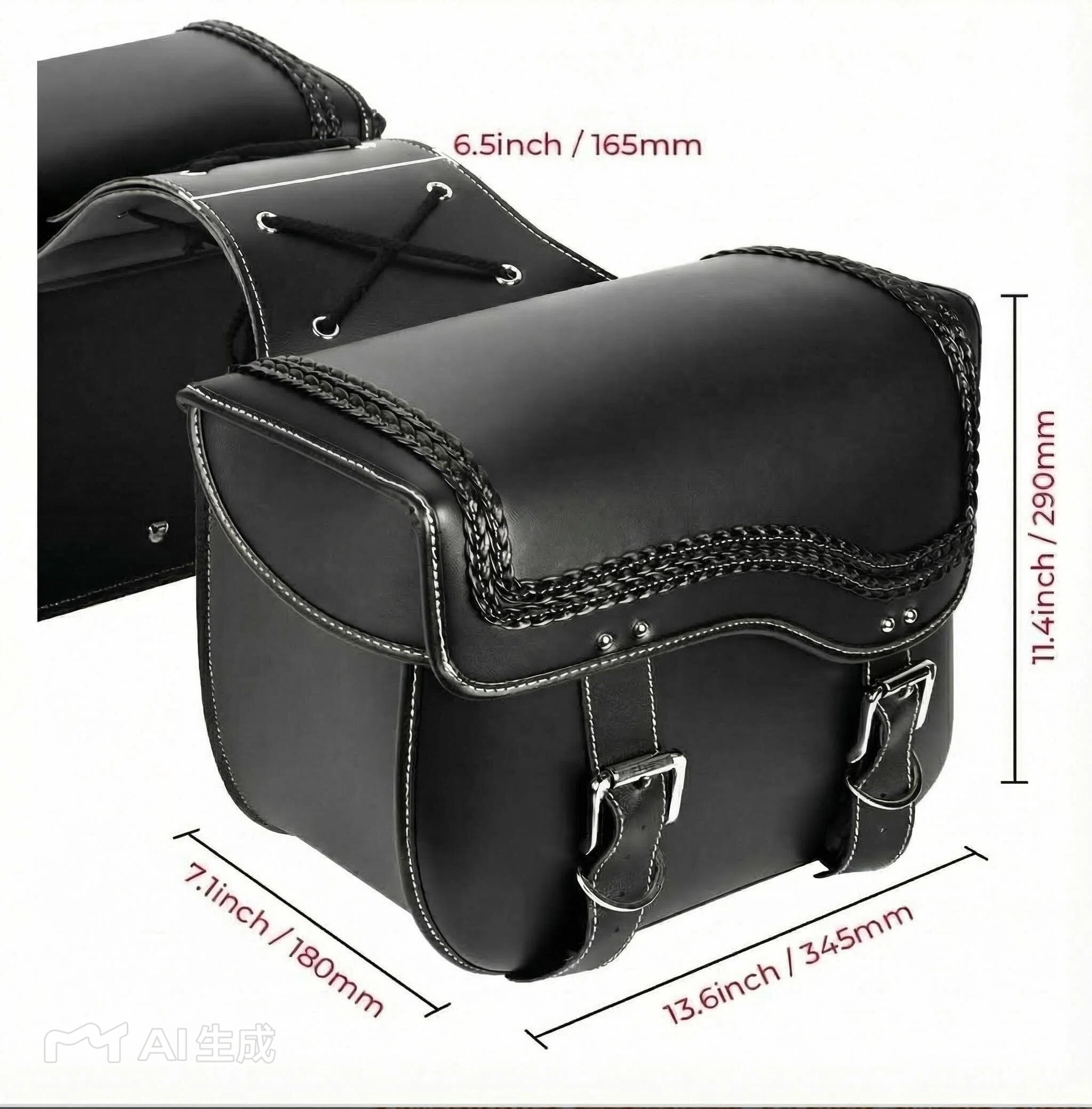New Waterproof and Sun-Resistant Black High-End Leather Motorcycle Side Bag, Universal Hanging Bag, Travel Bag, Side Box