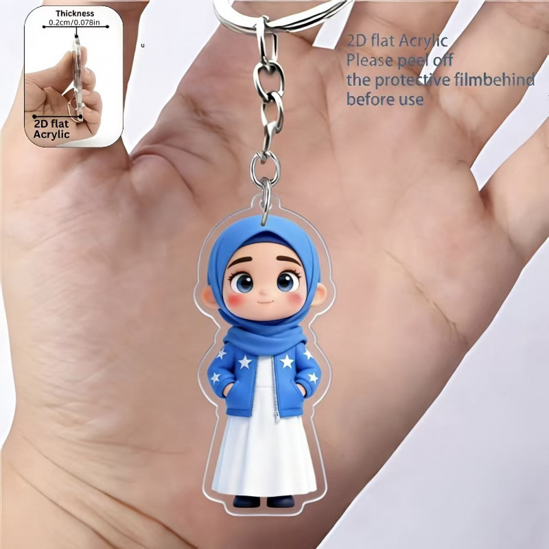 Colgante transfronterizo nuevo plano 2D niña acrílico llavero colgante mochila móvil bolsa de ejercicio colgante equipaje