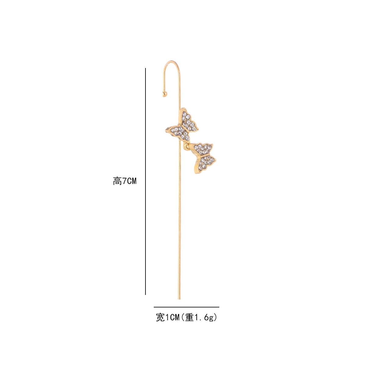 Nuevo estilo europeo y americano estilo frío diamante incrustado gancho para la oreja personalizado piercing oreja pin hembra rayo hoja oreja clip oblicua línea oreja espárragos