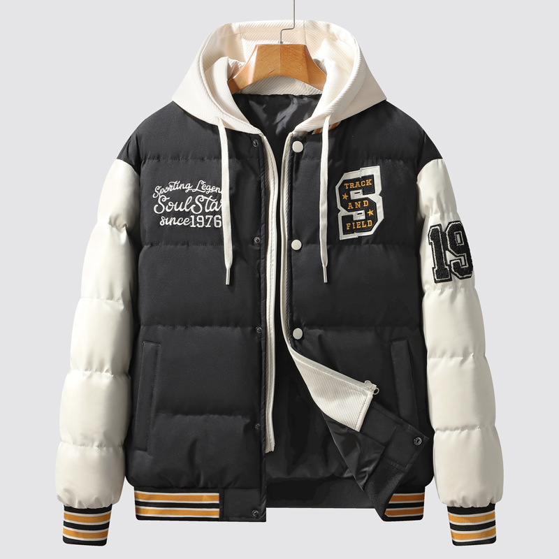 Men's Slim-Fit Hooded Baseball Jacket – Korean Streetwear Cotton Coat For Winter (L-4XL, Warm & Stylish Urban Outerwear)_voghion.com