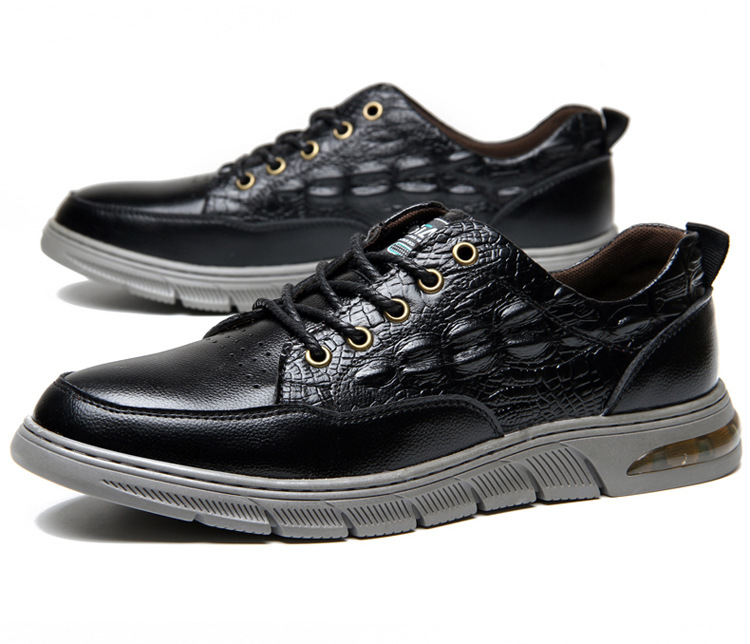 Pánske topánky s krokodílím vzorom, jeseň 2023, nové šnurovacie topánky, mládežnícke trendy, mäkká podrážka, ležérne kožené topánky_voghion.com