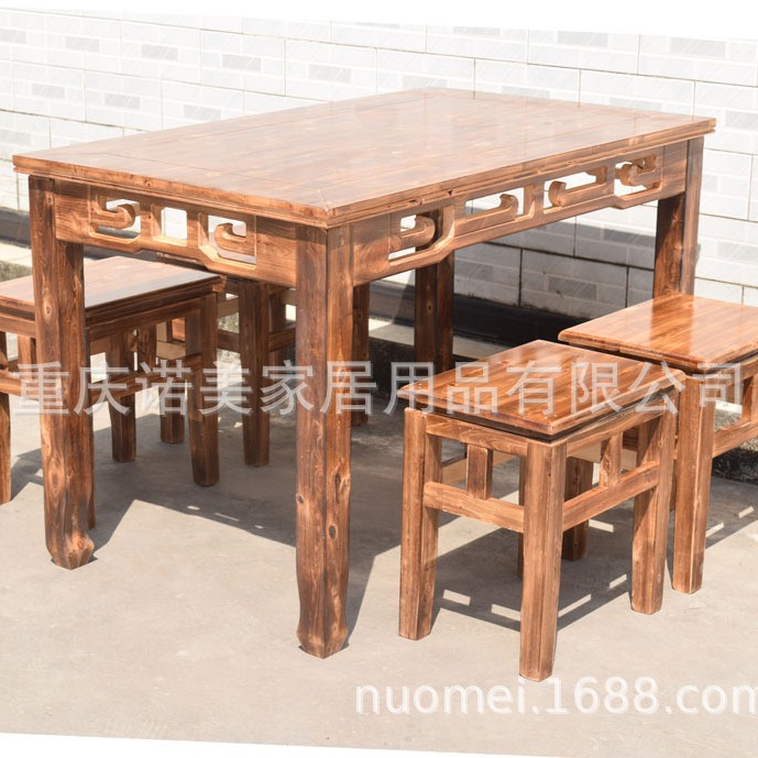 包邮清仓网红实木餐桌柏木长条桌中餐厅饭桌简约原木桌子吃饭家用