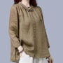 大码新款宽松亚麻衬衫