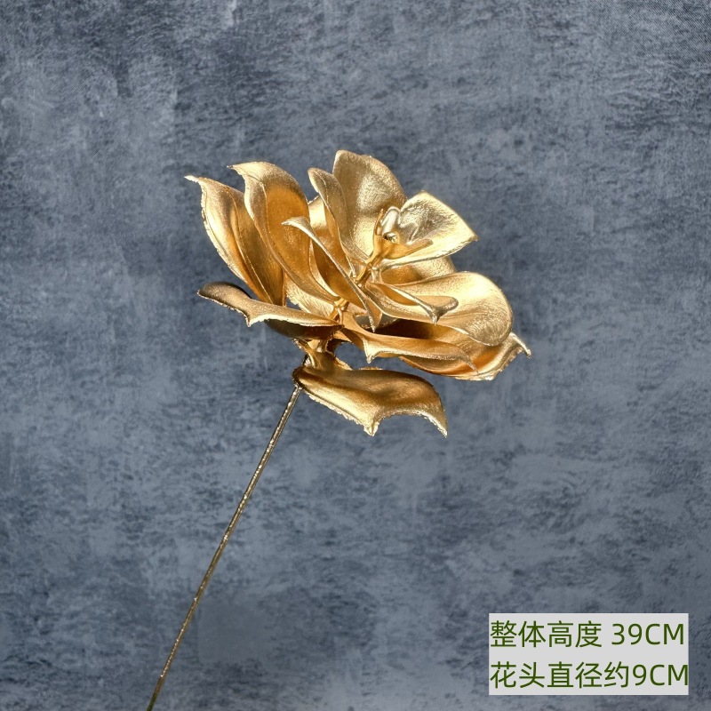 Flor artificial de oro solo tenedor fruta roja eucalipto ginkgo hoja gran amor Hortensia de madera Año Nuevo bendición cubo arreglo floral adornos