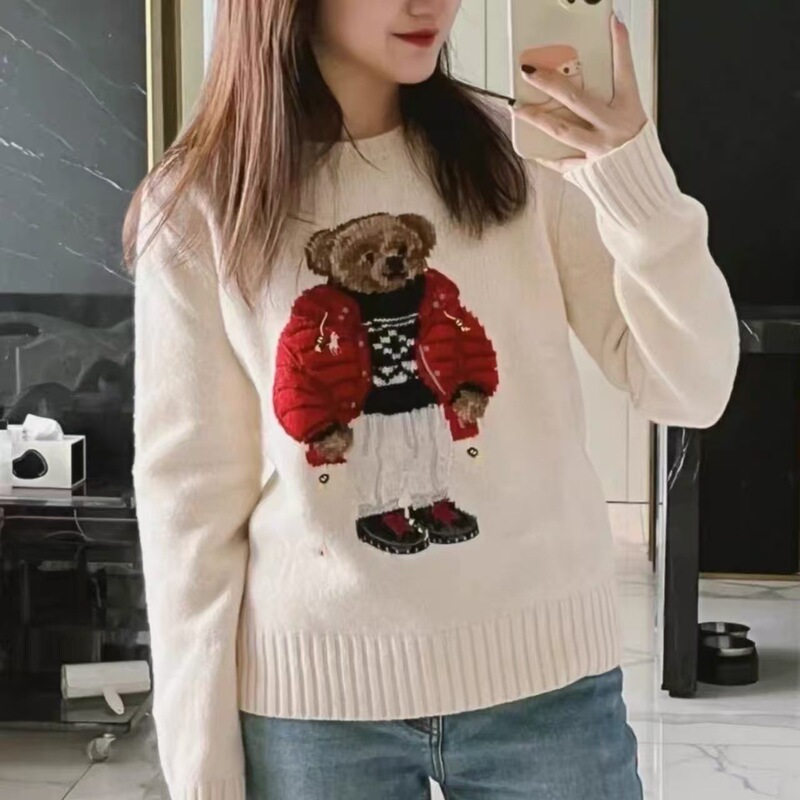 High-Quality Qr Code-Scannable R-L Wool Cashmere Heavy-Duty Cartoon Popular Bear-Themed Autumn and Winter Sweater for Women 2025 Collection High-Quality Qr Code-Scannable R-L Wool Cashmere Heavy-Duty Cartoon Popular Bear-Themed Autumn and Winter Sweater for Women 2025 Collection