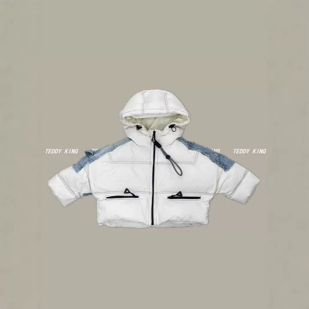 预售！TXB25636 冬 25年新款中小童 韩版 新款牛仔撞色羽绒服