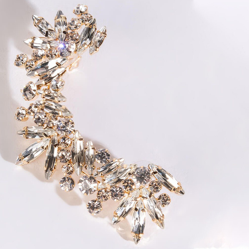 New rhinestone ear clips for women, luxury non-perforated rhinestone ear clips, versatile earrings._voghion.com