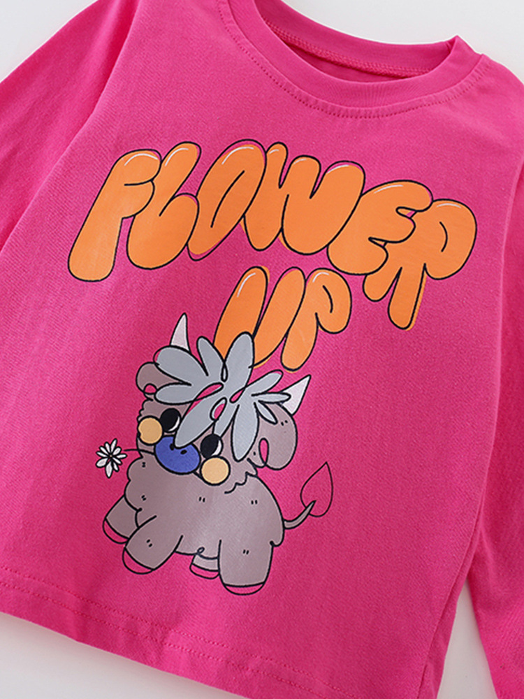 Camiseta de niña malwee transfronteriza otoño e invierno camisa de cuello redondo para niños europeos y americanos