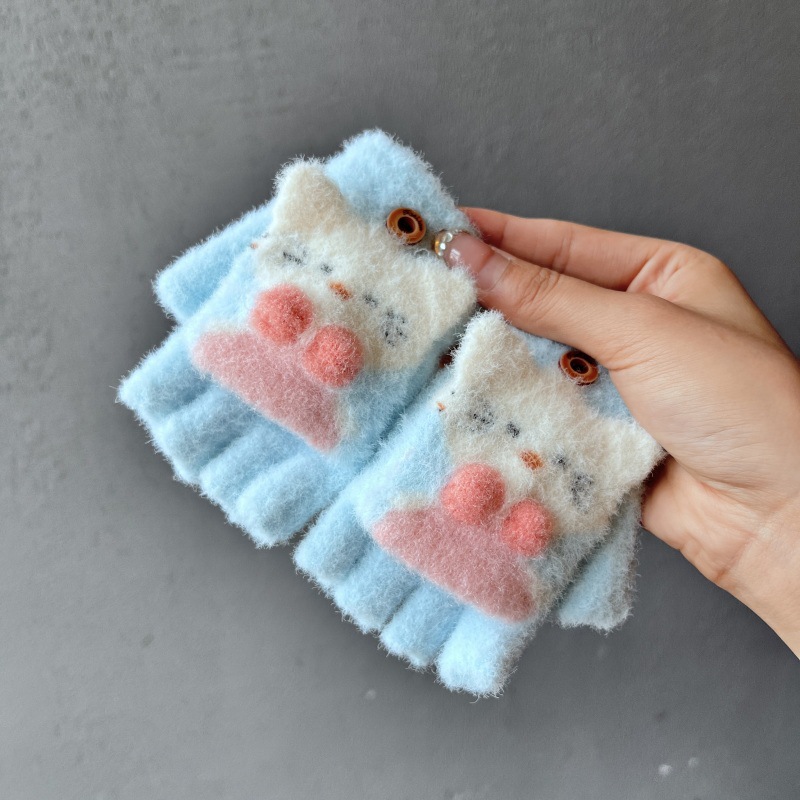 Blue gloves, fingerless