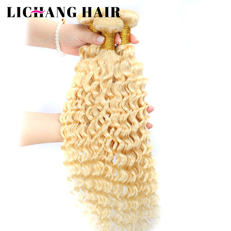 VIRGIN 中国发hair bundle deep weave 613#BLONDE 发帘 发条接发