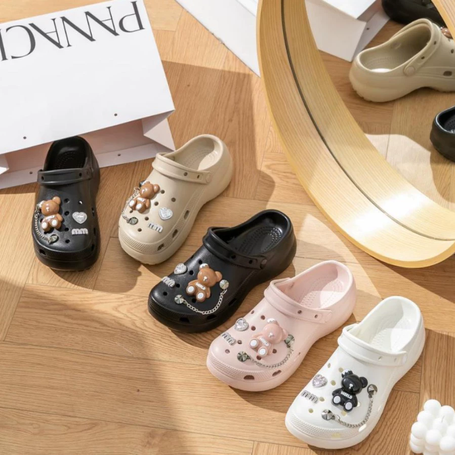 2024 новые пещерные туфли женские толстые подошвы носить противоскользящие и неприятный запах пляжная мода увеличивается eva Baotou тапочки летом