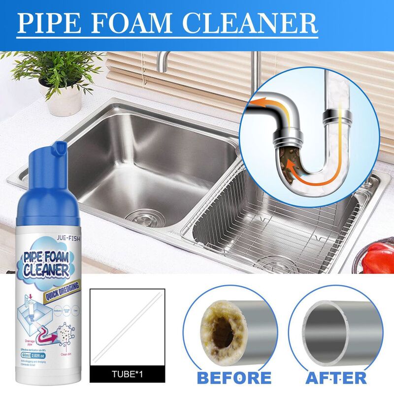 Jue-Fish Pipe Foam Cleaner Household Pipe Sink Sewer Antibacterial Deodorizing Cleaner