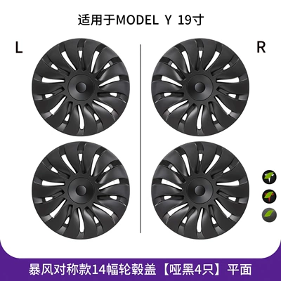 Tesla's New Model 3/Y Wheel: Hub cover - model-y-19inch-storm-symmetrical-full-coverage-wheel-hub-cap-matte-black-flat