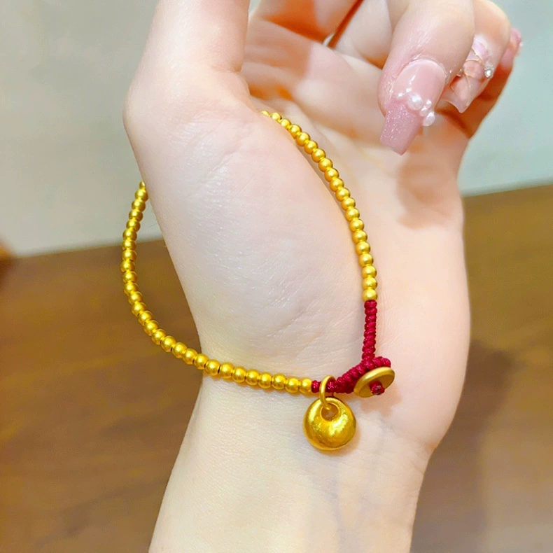 Матовая красная верёвочная bracelet, браслет из одного шарика, монеты, инфлюенсер