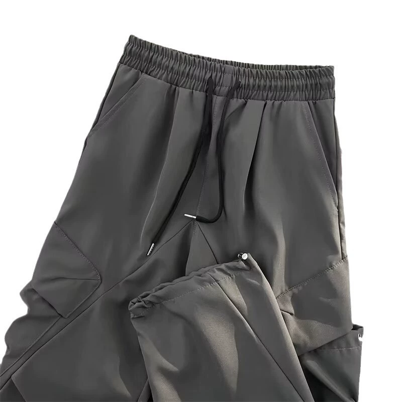 Retro solid trousers, American style, plus size, loose straight fit