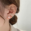 Fashionable earrings from pearl, Korean style, double wear