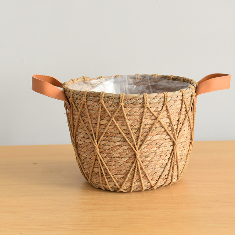 Cesta Decorativa de Hierba Tejida