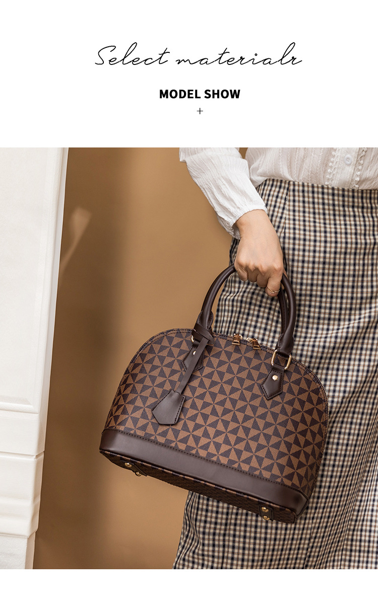Borsa da donna retrò elegante 2023 con doppia cerniera stampata borsa a conchiglia scozzese per pendolarismo semplice borsa a tracolla portatile di grande capacità_voghion.com