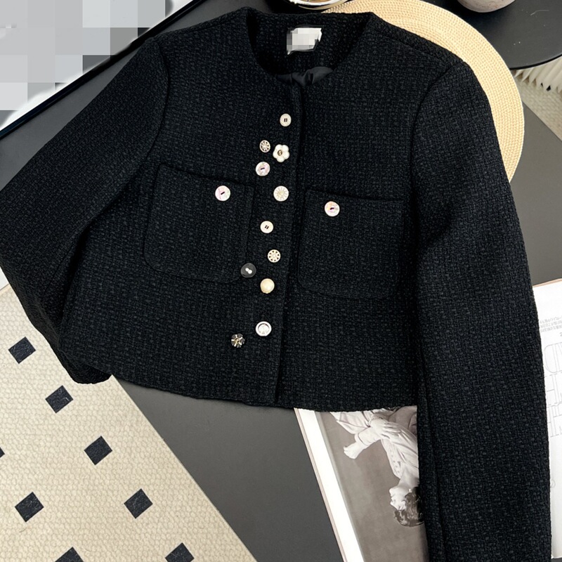 Autumn and Winter New Style Irregular Three-Dimensional Button Woolen Short Coat for Women Heavy Woven Tweed Cardigan Autumn and Winter New Style Irregular Three-Dimensional Button Woolen Short Coat for Women Heavy Woven Tweed Cardigan