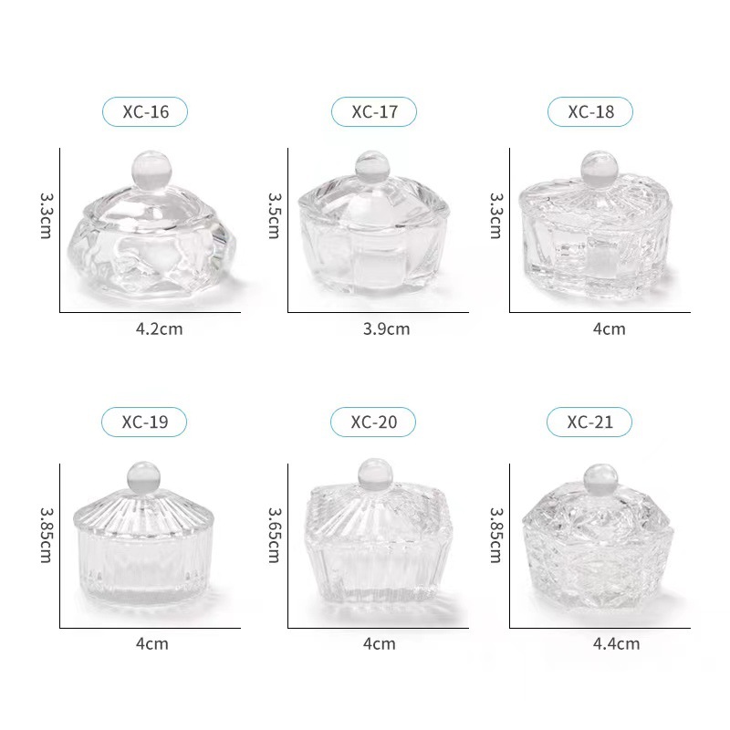 Suministro directo transfronterizo nueva manicura taza de cristal con tapa especial en forma de lavado de uñas Cristal líquido Copa de lavado de uñas Copa para manicura