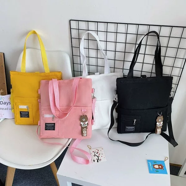 2024 New Canvas Bag Women's Crossbody Student Tote Bag Tutorial Class Bag Handbag Literary Girls Shoulder Canvas Bag