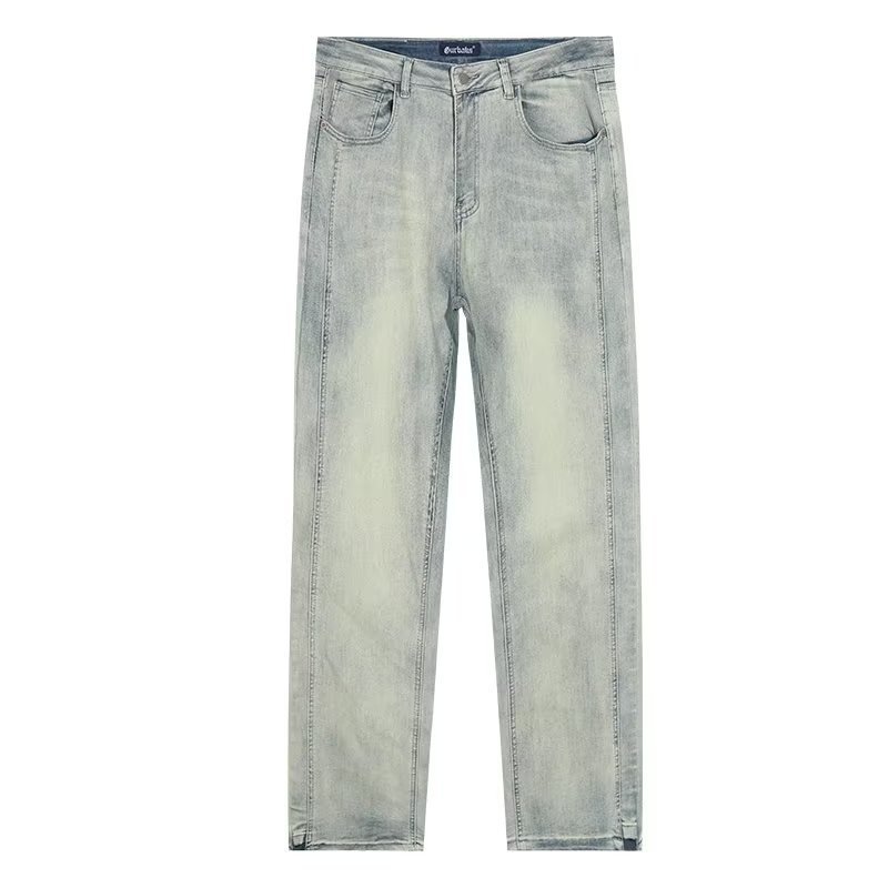 Vaqueros de moda anticuados lavados en la calle americana, pantalones largos de estilo vibe rectos sueltos de primavera y otoño para hombres